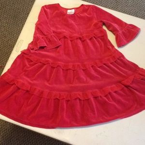 hanna Anderson red velour dress. Size 120 (6-7)